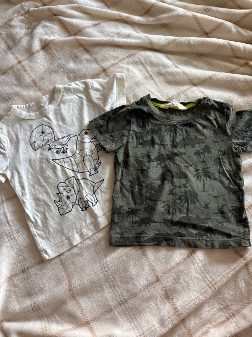 Kids Short Sleeve Camo Dino Tee - Olive Green
